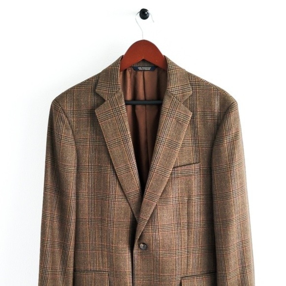 NEW Brooks Brothers Italian Wool Madison Glen Plaid Blazer 40R Sport Coat Brown